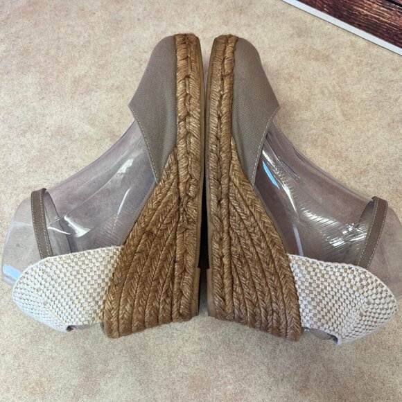Gaimo Canvas Taupe Platform Wedge Espadrilles Handmade - Picture 10 of 16